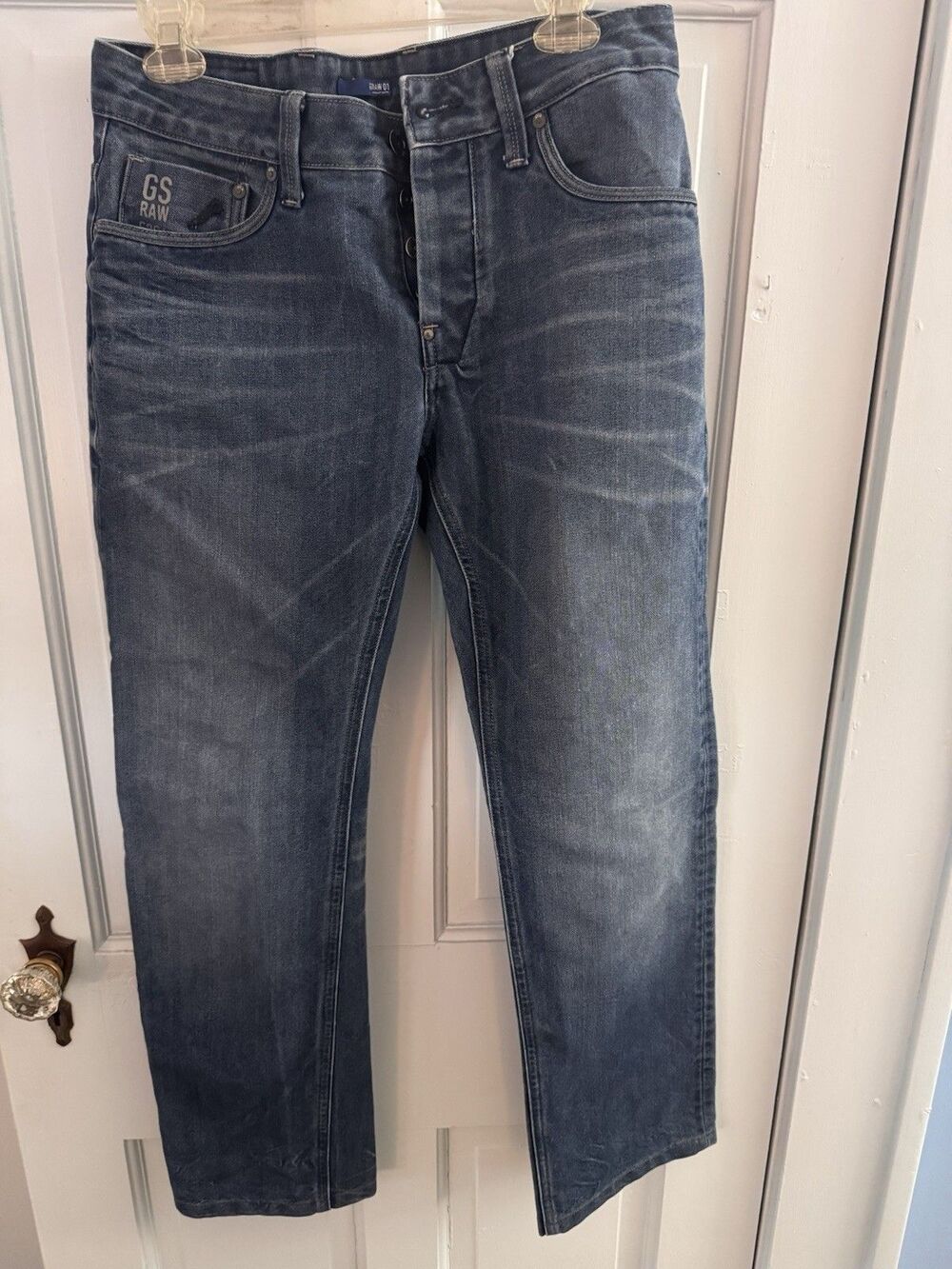 G-Star RAW 3301 Jeans Mens 30x34 Blue Slim Straight Denim Near Mint